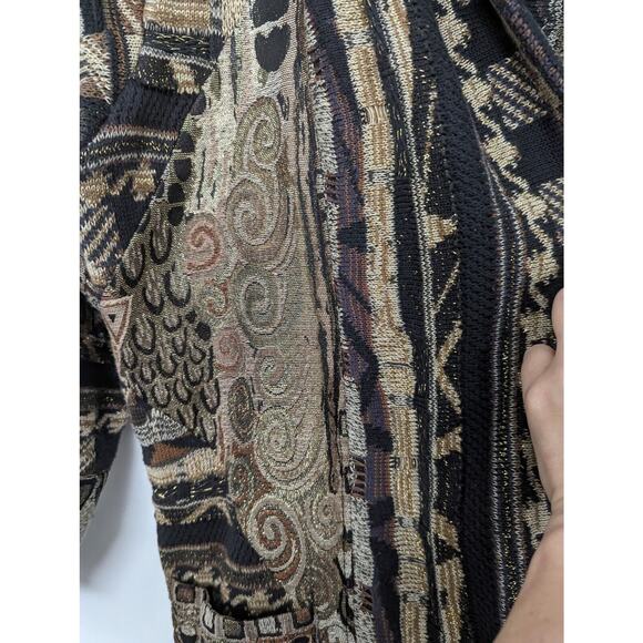 Vintage Leoniak Metallic Retro Knit Oversized Sweater Jacket Womens Size M - Picture 6 of 11